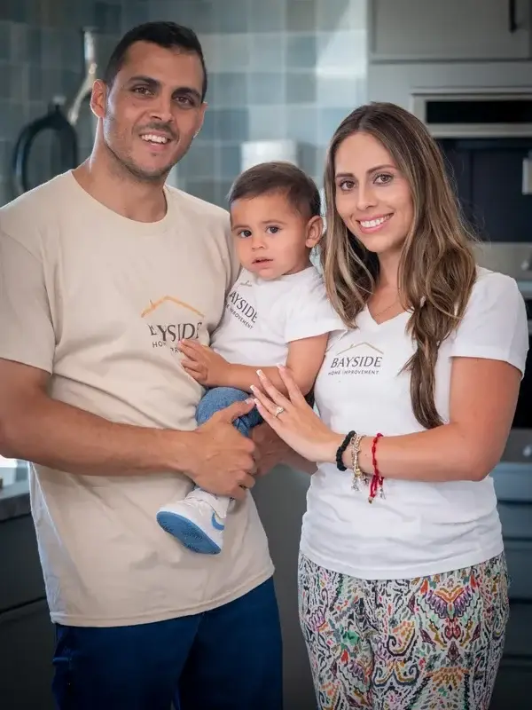 Ben Shoval, owner of Bayside Home Builders, with his family in a Phoenix kitchen